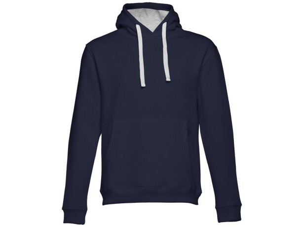 Sudadera Moscow unisex con capucha, bolsillo marsupial y cordones Azul marino detalle 18