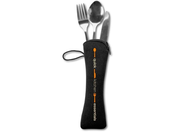 Juego de cubiertos wiley acero inoxidable con funda neopreno Cromado satinado detalle 3