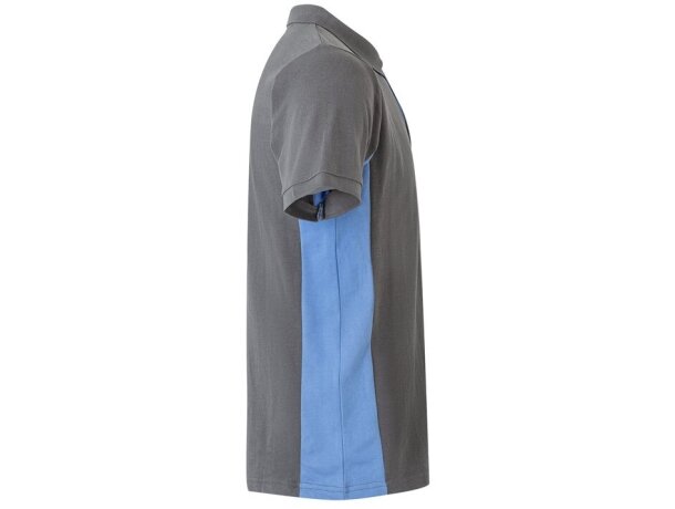 Polo piqué bicolor Supay manga corta con cuello en canalé Gris/Azul claro detalle 15