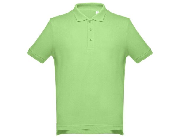 Polo Adam de algodón piqué cardado con cuello canalé Verde claro detalle 41