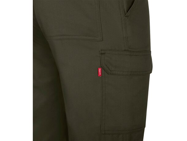 Pantalón de sarga multibolsillos Hermes con cintura elástica Verde militar detalle 15