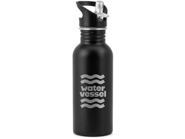 Botella edberg de acero inoxidable con asa y pajita interna Negro detalle 6