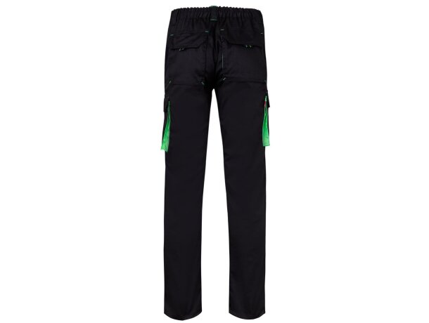 Pantalón elástico bicolor fides con seis bolsillos funcionales Negro/Verde detalle 14