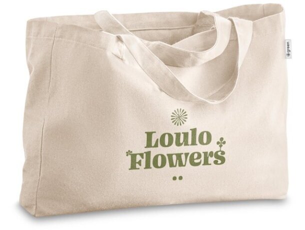 Bolsa 100% algodón horizontal de poliéster reciclado Hi!dea Parma Natural claro detalle 4