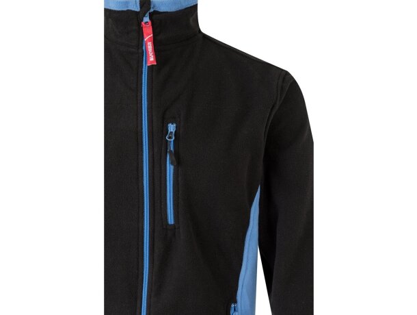 Chaqueta polar bicolor Geras con cinco bolsillos y cremallera Negro/Azul claro detalle 29