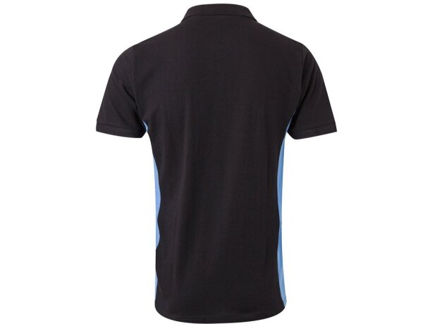 Polo piqué bicolor Supay manga corta con cuello en canalé Negro/Azul claro detalle 18