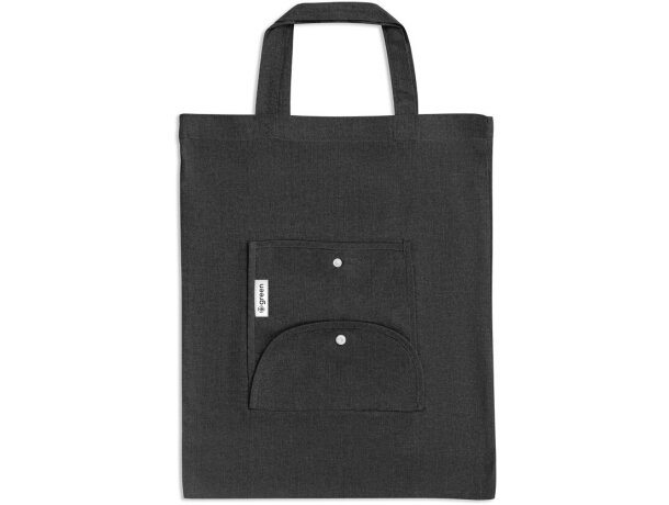 Bolsa 100% algodón reciclado plegable Hi!dea Negro detalle 7