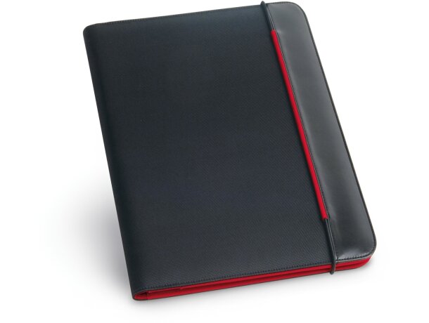 Portafolios Fitzgerald A4 con banda de colores personalizado rojo