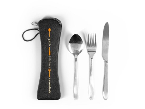 Juego de cubiertos wiley acero inoxidable con funda neopreno Cromado satinado detalle 5