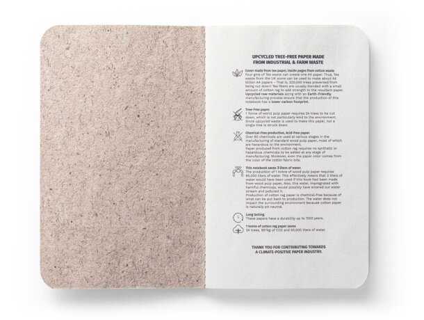 Libretas ecológicas con tapa flexible hechas de hojas de té Teapad Soft Natural detalle 9
