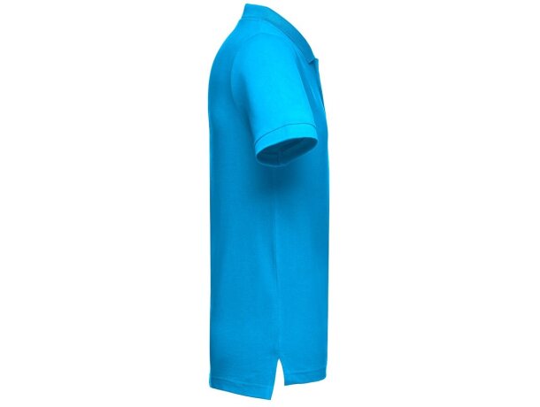 Polo Adam de algodón piqué cardado con cuello canalé Azul aqua detalle 22