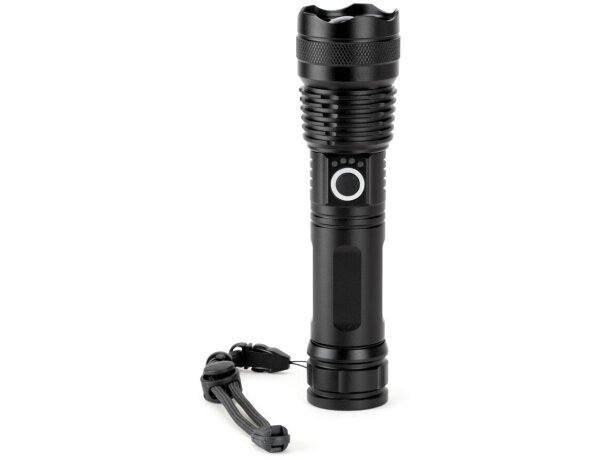 Linterna recargable Yvian en aluminio reciclado 100% Negro detalle 2