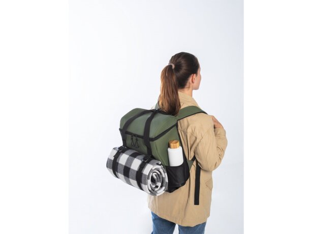 Mochila térmica Roma L de poliéster reciclado 600D ripstop 16L Verde oscuro detalle 9