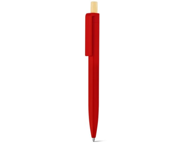 Bolígrafo zara de abs reciclado con botón de bambú Rojo detalle 18