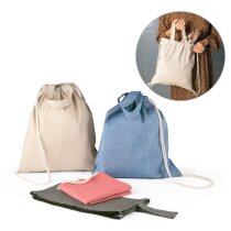 Mochila saco Rissani algodón reciclado 140 g cordones azul