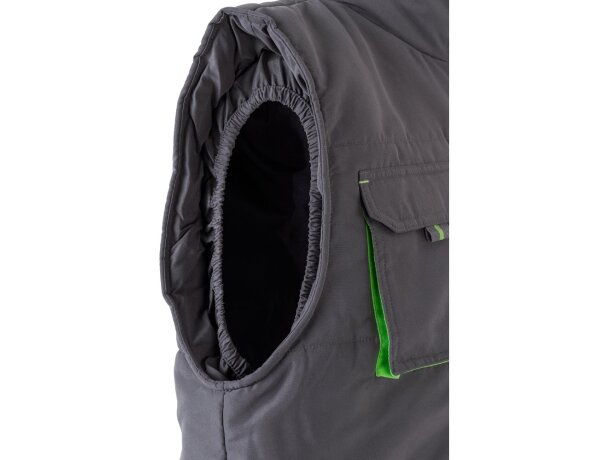 Chaleco acolchado bicolor multibolsillos unisex VL Nergal Gris/Verde detalle 5