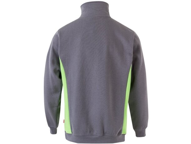 Sudadera de rizo bicolor Svarog cuello alto media cremallera Gris/Verde detalle 2