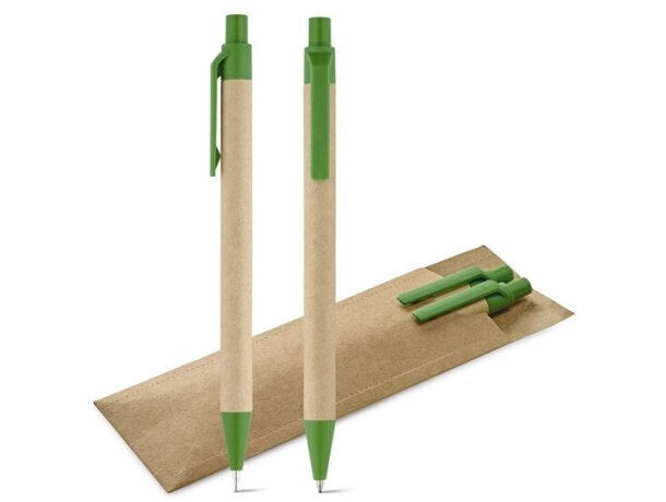 Conjunto de portaminas y bolígrafo ecológico de papel craft personalizado