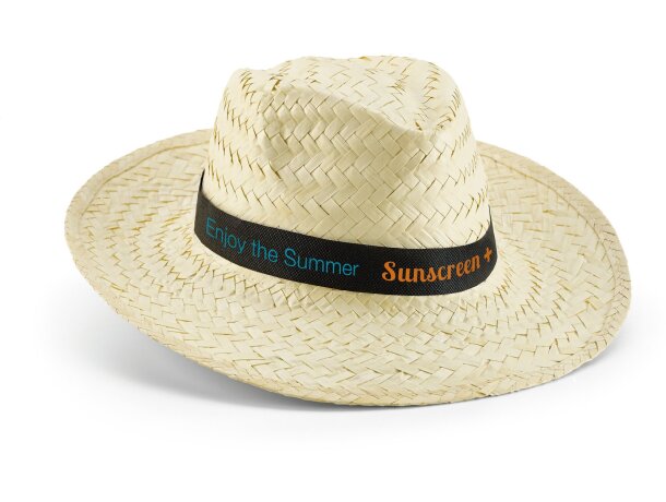 Sombreros publicitarios Edward de paja natural con copa tipo panamá Natural claro detalle 3