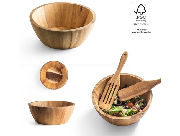 Ensaladera Sage de madera de acacia certificada FSC detalle 1
