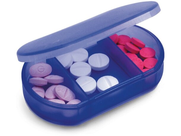 Pastillero sencillo con 3 secciones personalizado azul