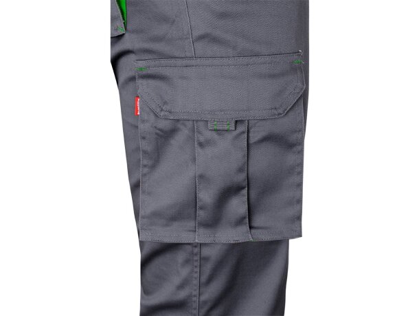 Pantalón elástico bicolor fides con seis bolsillos funcionales Gris/Verde detalle 5