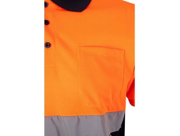 Polo bicolor alta visibilidad Cupid manga corta reflectante Azul marino/Naranja detalle 20