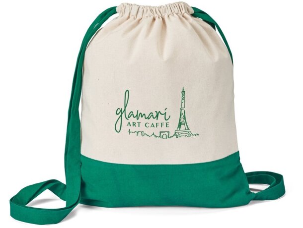 Mochila de deporte con cuerdas de algodón Hi!dea Romford Verde detalle 2