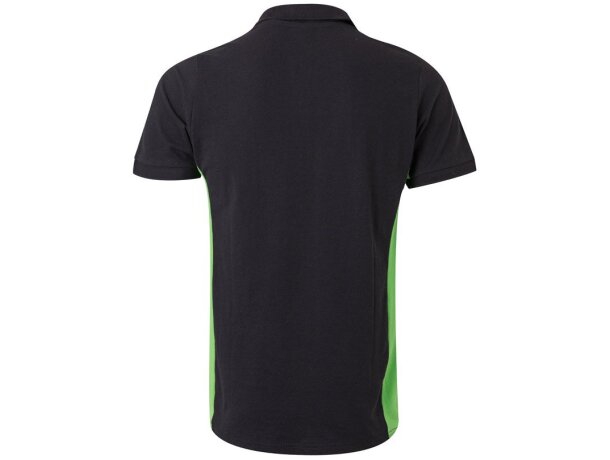 Polo piqué bicolor Supay manga corta con cuello en canalé Negro/Verde detalle 6