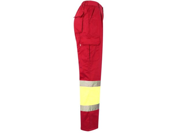 Pantalón de sarga bicolor VL Athena con bandas reflectantes Rojo/Amarillo detalle 40