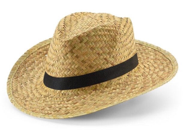 Sombrero Jean Poli paja trigo natural cinta poliéster verano Negro detalle 3