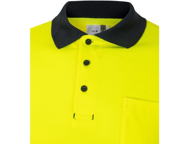 Polo pluto bicolor de manga larga con bandas reflectantes Azul marino/Amarillo detalle 23
