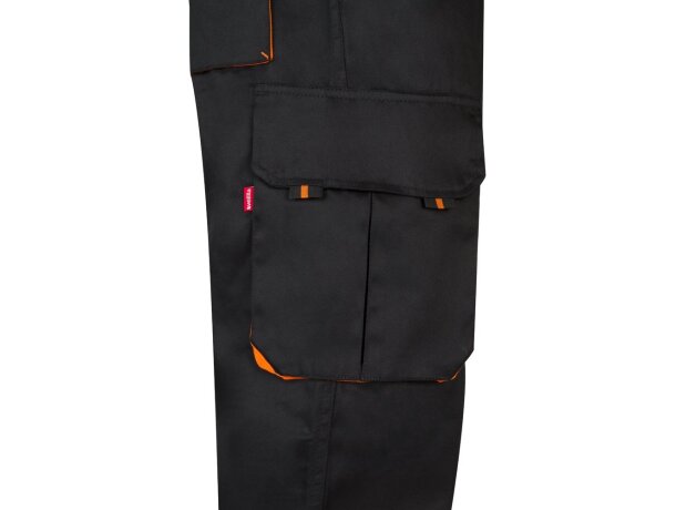 Pantalón de sarga multibolsillos bicolor VL Hypnos Negro/Naranja detalle 67