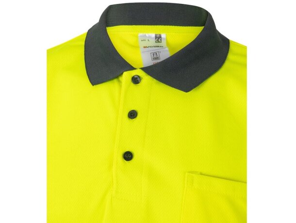 Polo alta visibilidad Cupid Large bicolor manga corta 4XL 5XL Gris/Amarillo detalle 27