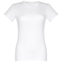 Camisetas de mujer publicidad baratas algodón cardado y cuello de jersey