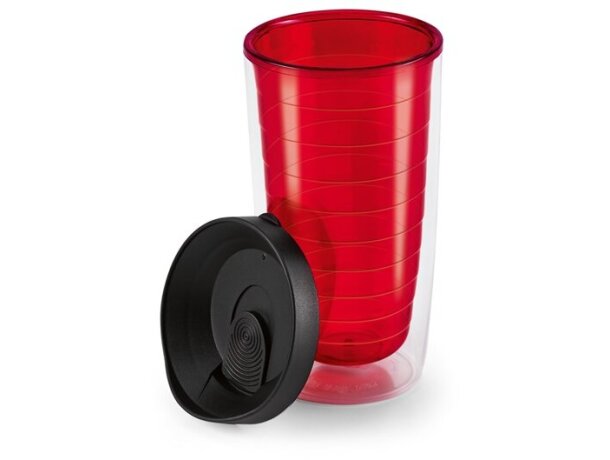 Vaso de plástico con tapa de rosca rojo