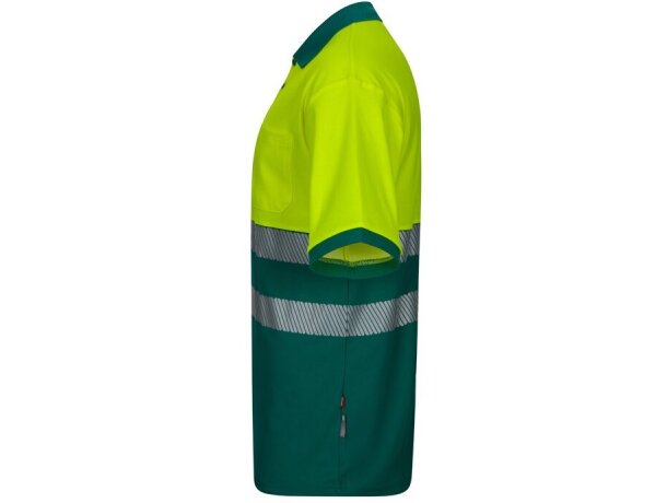 Polo piqué bicolor alta visibilidad vl achelous manga corta Verde/Amarillo detalle 8
