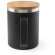 Taza lauda de acero inoxidable reciclado con tapa de bambú 420ml Negro detalle 7