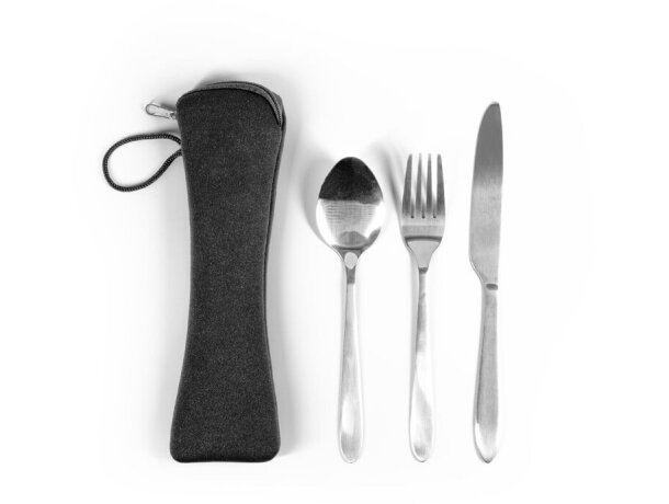 Juego de cubiertos wiley acero inoxidable con funda neopreno Cromado satinado detalle 5