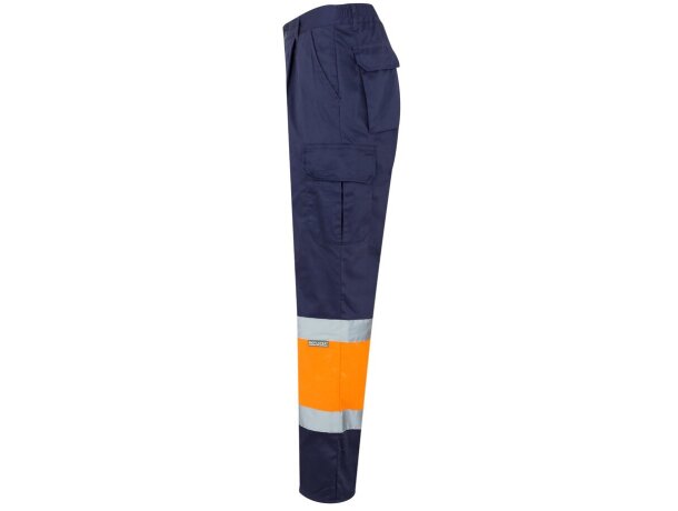 Pantalón multibolsillos bicolor poseidon con reflectantes Azul marino/Naranja detalle 19