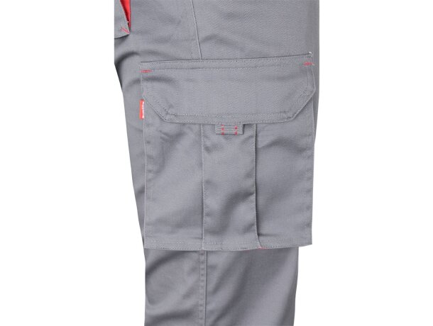 Pantalón elástico bicolor fides con seis bolsillos funcionales Gris/Rojo detalle 23