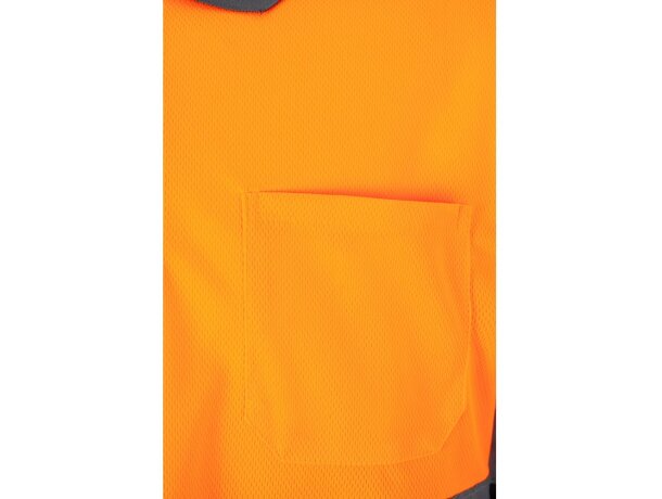 Polo bicolor alta visibilidad VL Vulcan manga larga Gris/Naranja detalle 19
