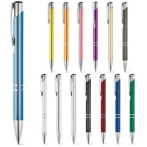 Bolígrafo aluminio brillante con clip y logo