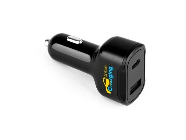 Adaptador de mechero Dirac con USB-C 20W y USB-A 18W Negro detalle 5