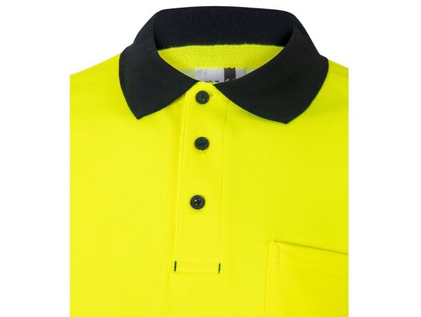 Polo piqué bicolor alta visibilidad vl achelous manga corta Azul marino/Amarillo detalle 15