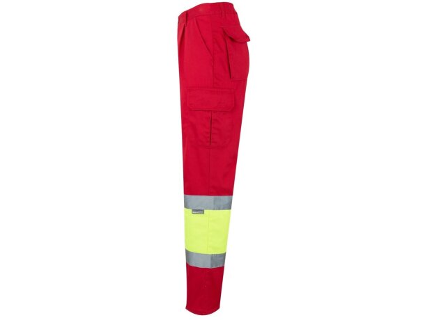Pantalón multibolsillos bicolor poseidon con reflectantes Rojo/Amarillo detalle 36