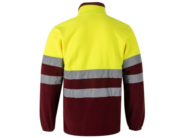 Chaqueta polar bicolor Eros con bandas reflectantes EN20471 Burdeos/Amarillo detalle 2