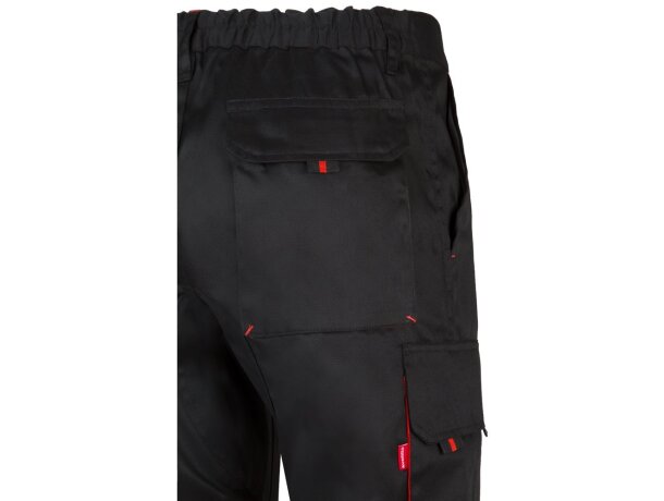 Pantalón de sarga multibolsillos bicolor VL Hypnos Negro/Rojo detalle 32