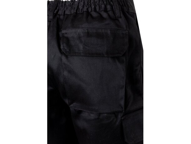 Bermudas Chione multibolsillos en sarga con cinturilla elástica Negro detalle 36