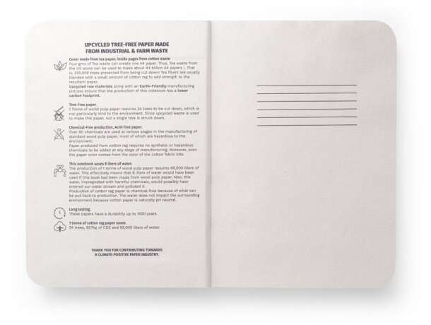 Libretas ecológicas con tapa semirrígida Teapad Semi-rigid de hojas de té Natural detalle 9